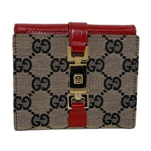 Authentic GUCCI Jackie GG Pattern Jacquard Leather Wallet br176-112025
